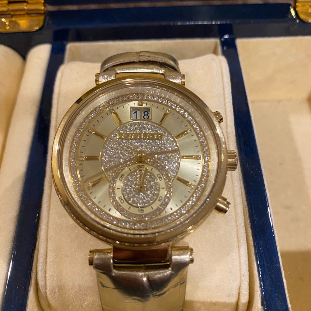 Michael Kors Gold Watch with Crystal Accents